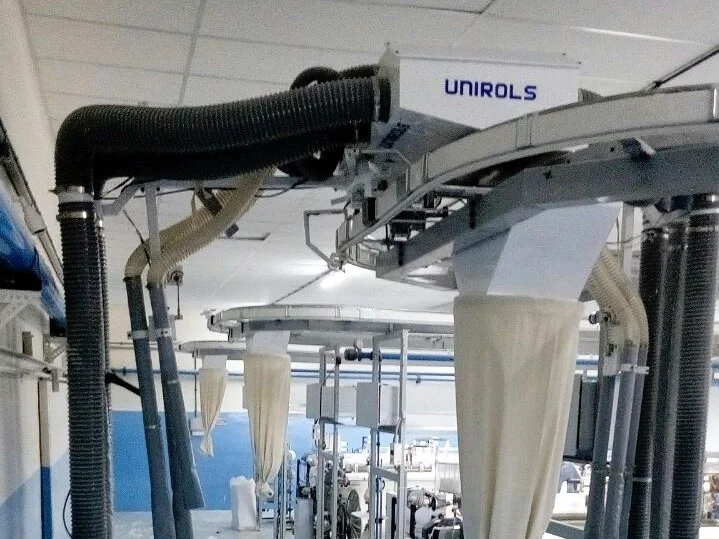 Overhead travelling cleaner - for weaving units - Bus bar travelling cleaner